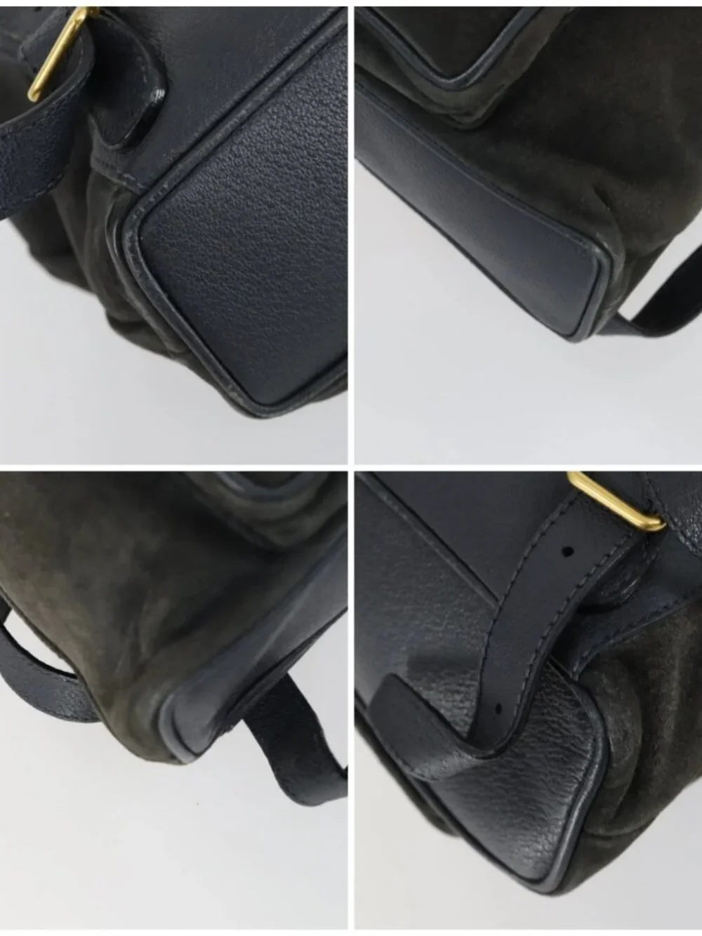 GUCCI Bamboo Backpack Suede Navy Gold 003 1705 0030 Auth 158464